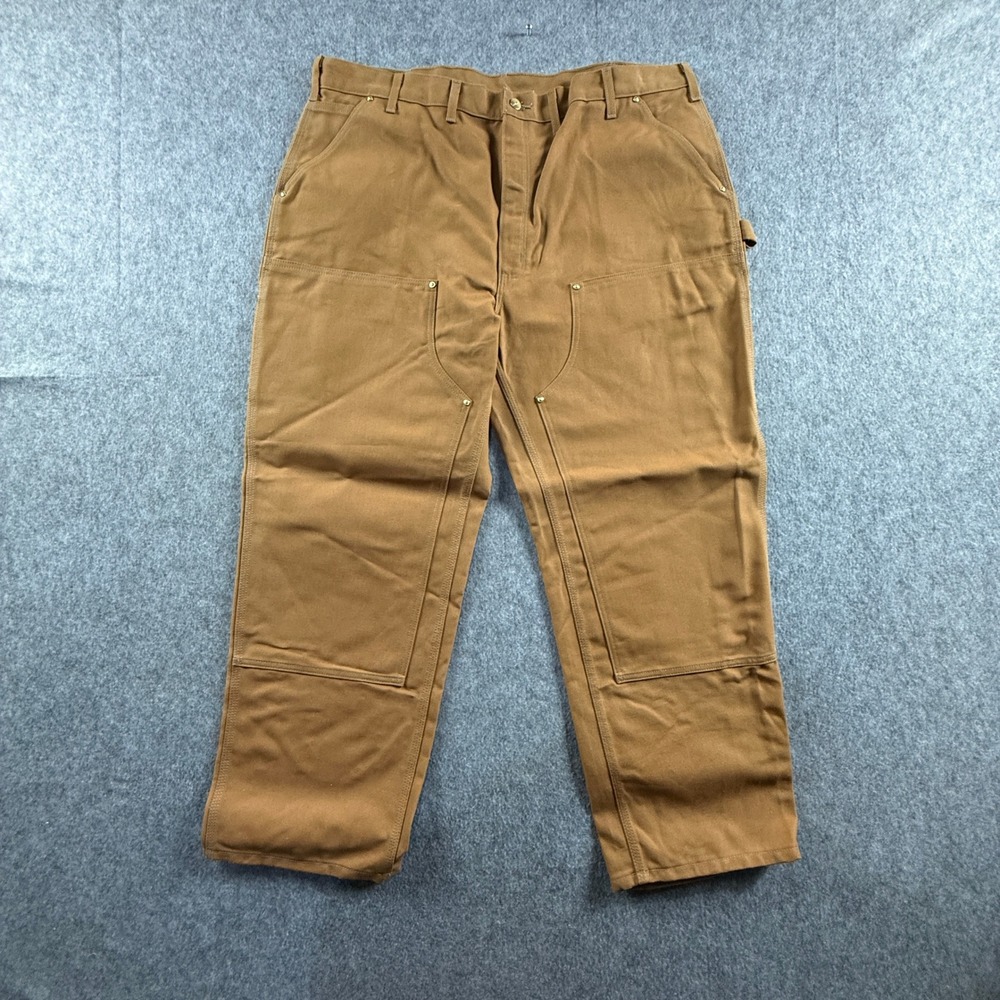 Carhartt Mens 42x31 Brown Utility Tag 44x30 Double Knee Union Made in USA B01-M